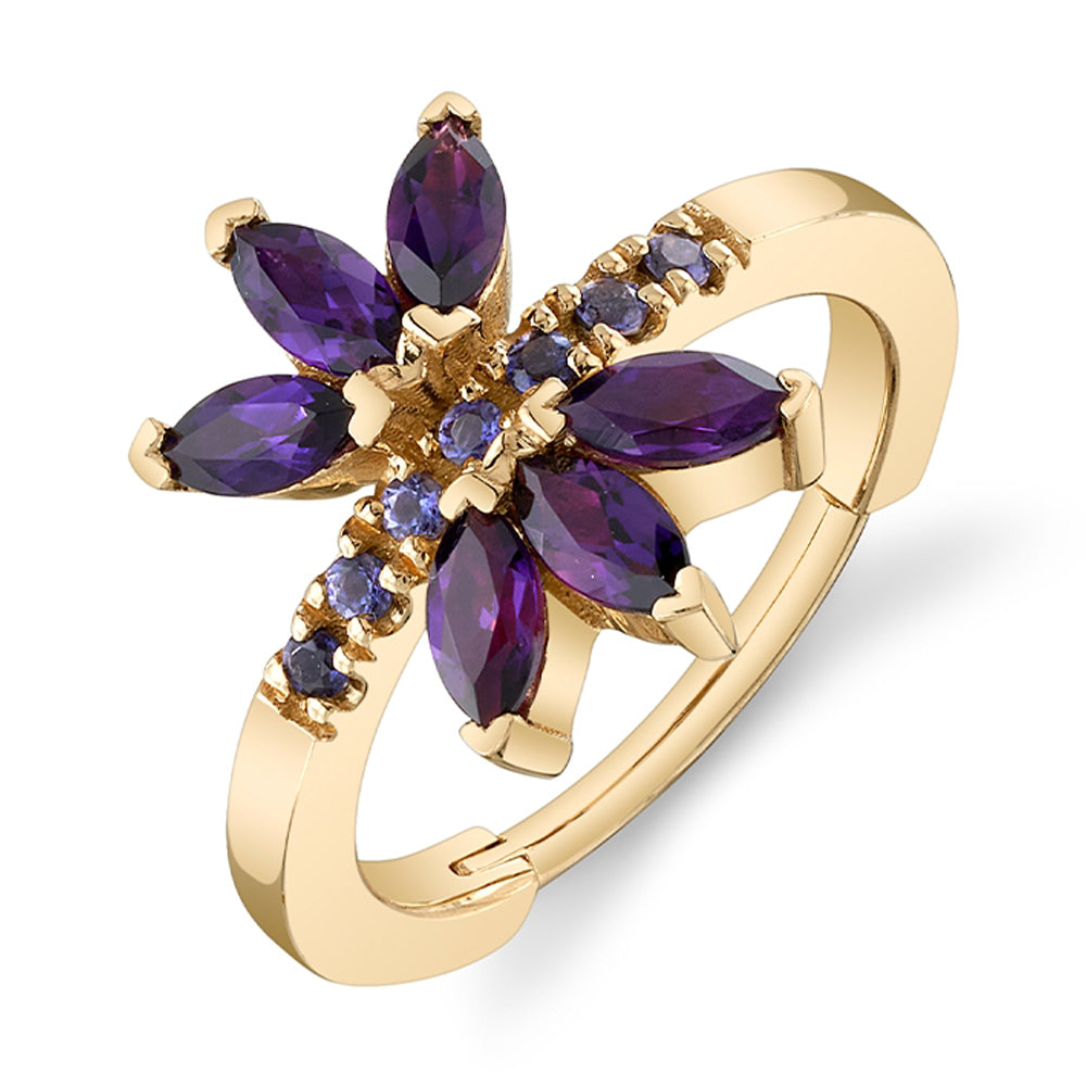 "Fernanda" Hinge Ring in Gold with Amethyst & Iolite