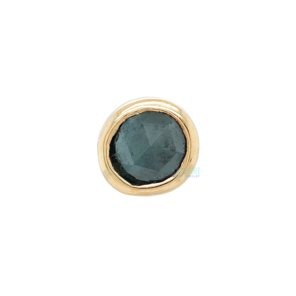 threadless: Bezel Set Rose Cut End in Gold with Blue Diamond