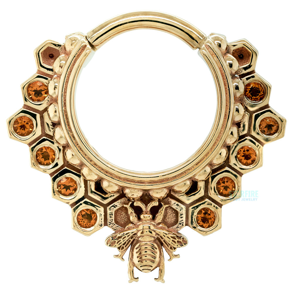 "Queen Bee" Hinge Ring in Gold with Citrine
