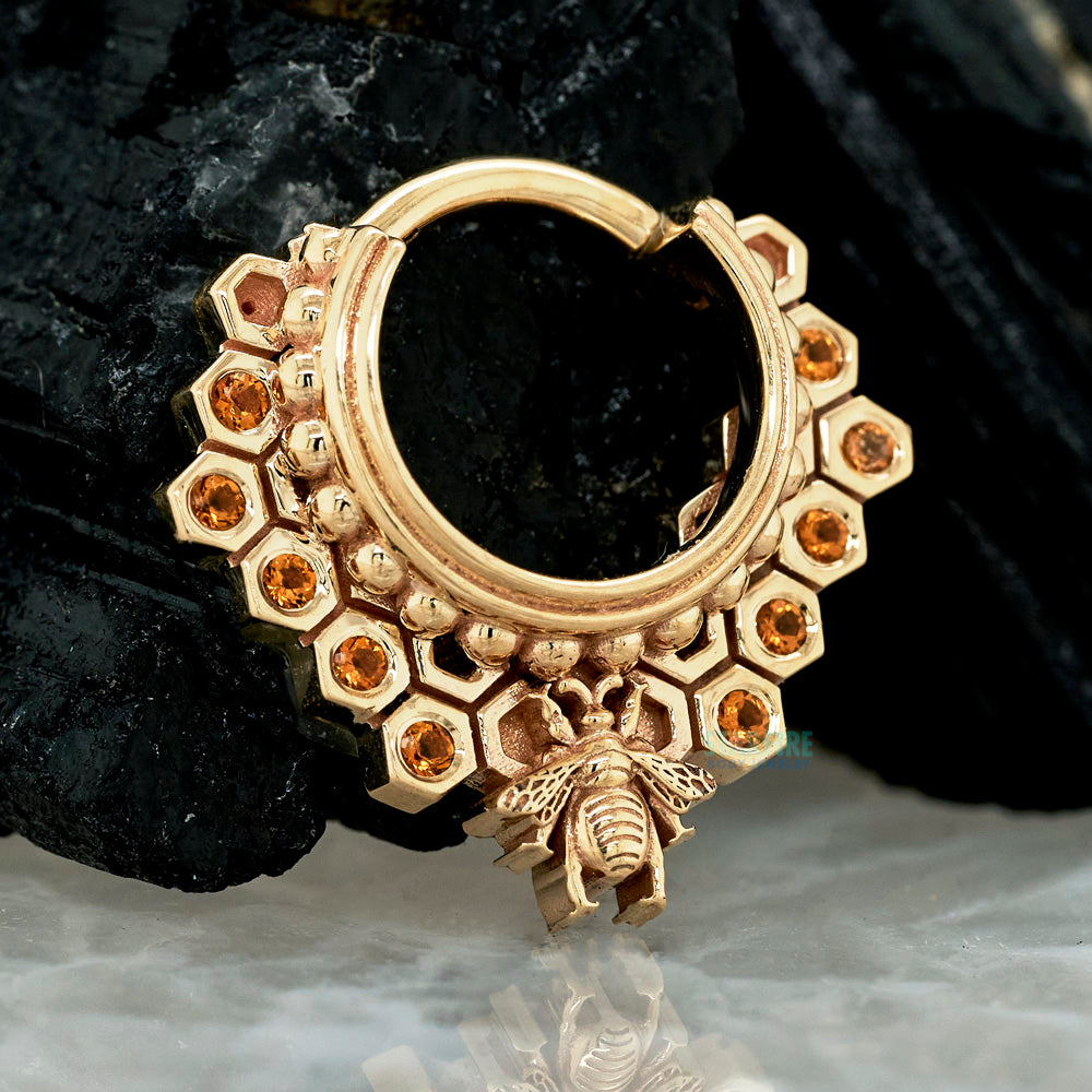 "Queen Bee" Hinge Ring in Gold with Citrine