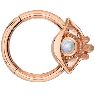 "Woefully Grey" Hinge Ring in Gold with White Moonstone