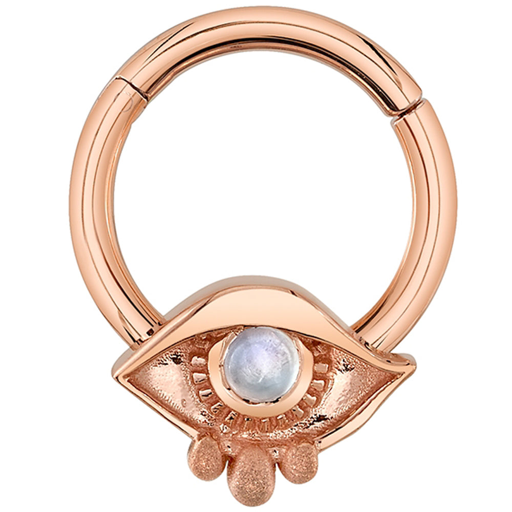 "Woefully Grey" Hinge Ring in Gold with White Moonstone