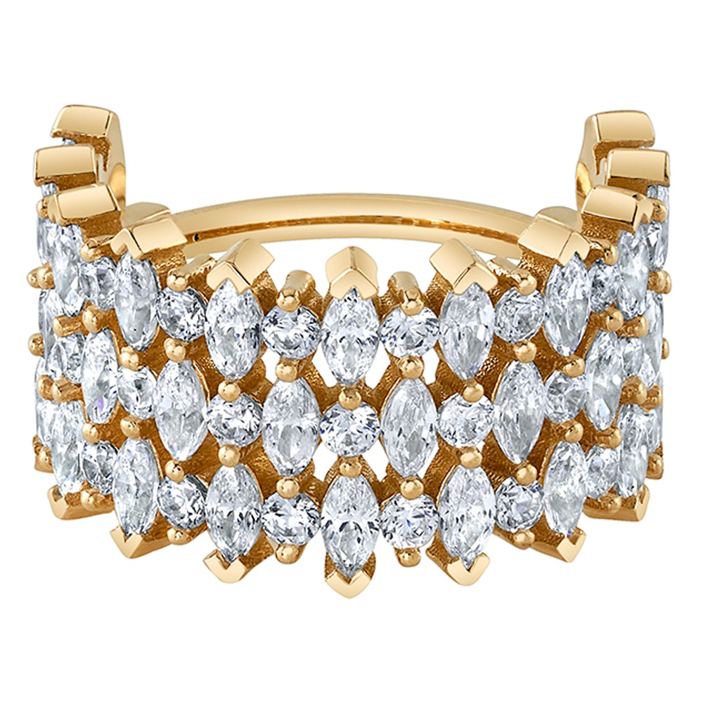 "3 Row Narrows" Hinge Ring in Gold & Platinum with DIAMONDS
