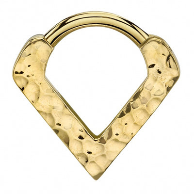 Hammered "Exotix V" Hinge V Ring in Gold