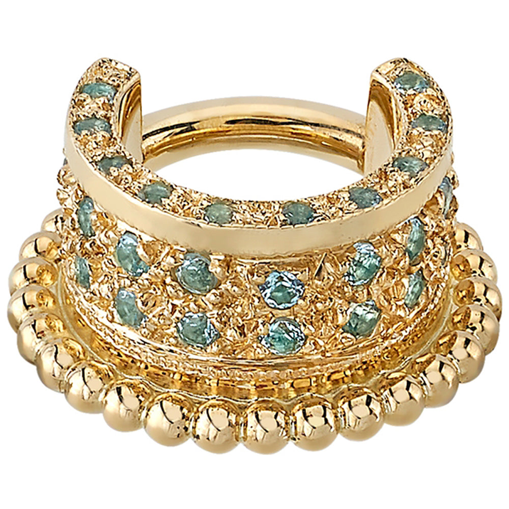 "Westin Cuff" Hinge Ring in Gold with Swiss Blue Topaz'