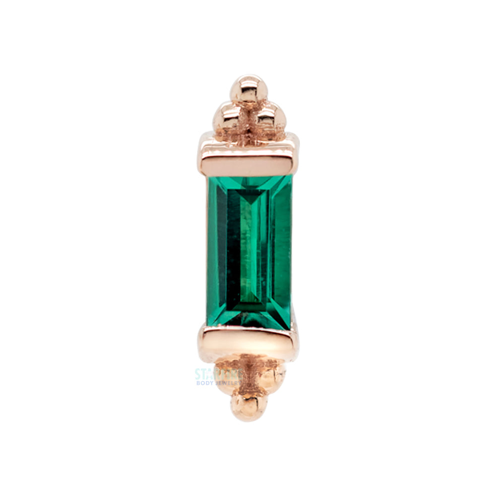 "Siva" Threaded End in Gold & Platinum with Chatham Emerald