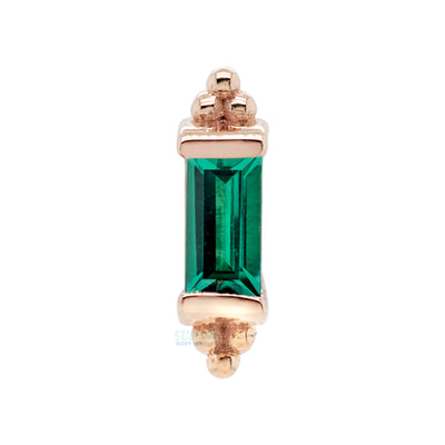"Siva" Threaded End in Gold & Platinum with Chatham Emerald