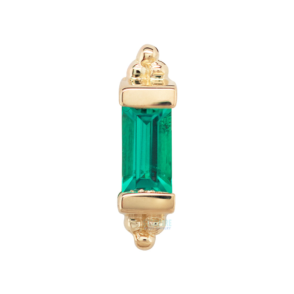 "Siva" Threaded End in Gold & Platinum with Chatham Emerald