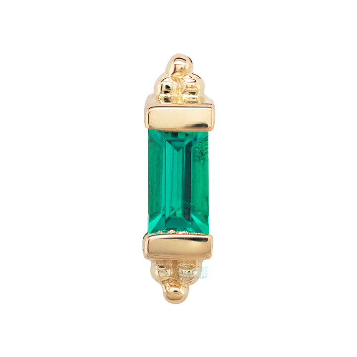 "Siva" Threaded End in Gold & Platinum with Chatham Emerald