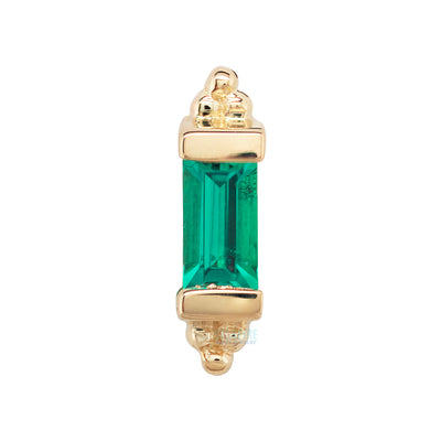 "Siva" Threaded End in Gold with Chatham Emerald
