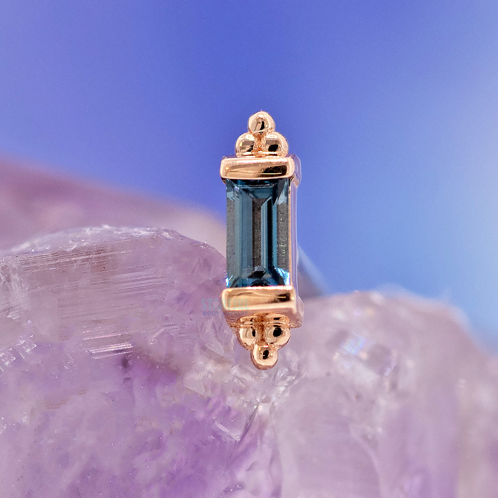 threadless: "Siva" Pin in Gold & Platinum with London Blue Topaz