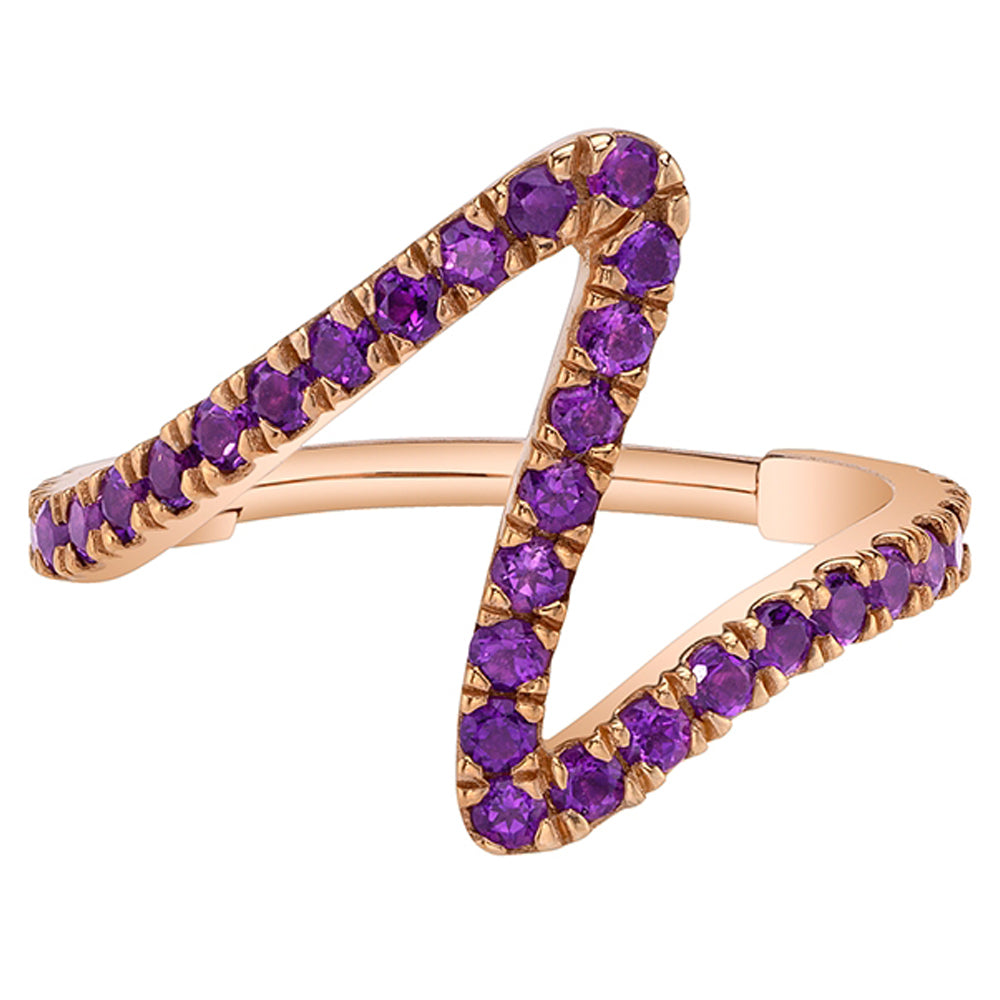 "High Tide" Hinge Ring in Gold with Amethyst