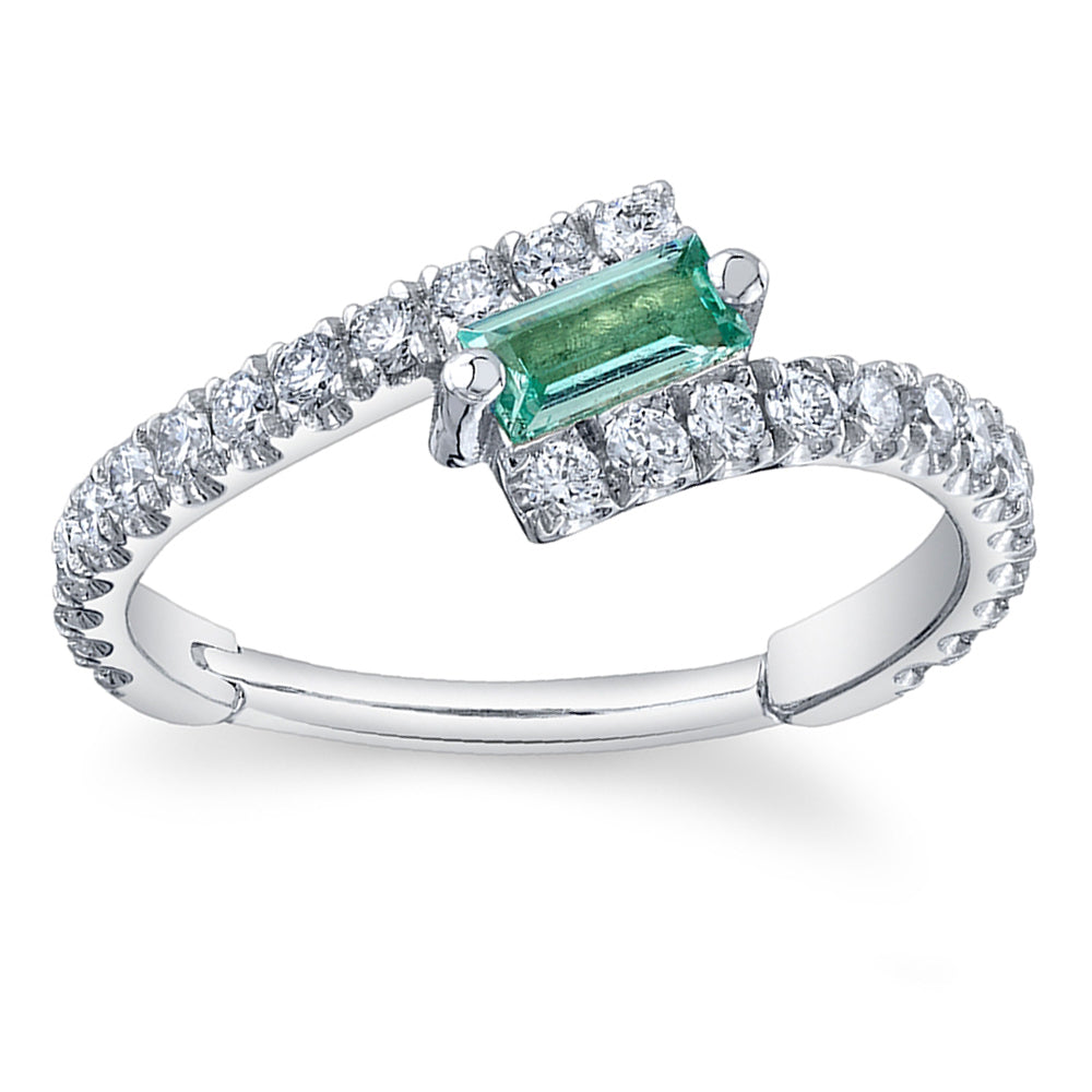 "Finesse Baguette" Hinge Ring in Gold with Mint Beryl & Diamonds