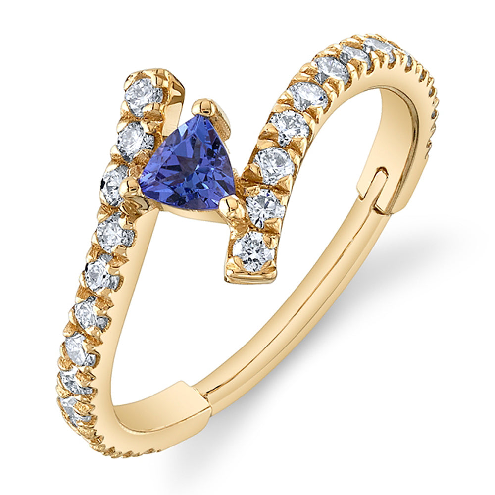 "Finesse Trillion" Hinge Ring in Gold with Tanzanite & Diamonds