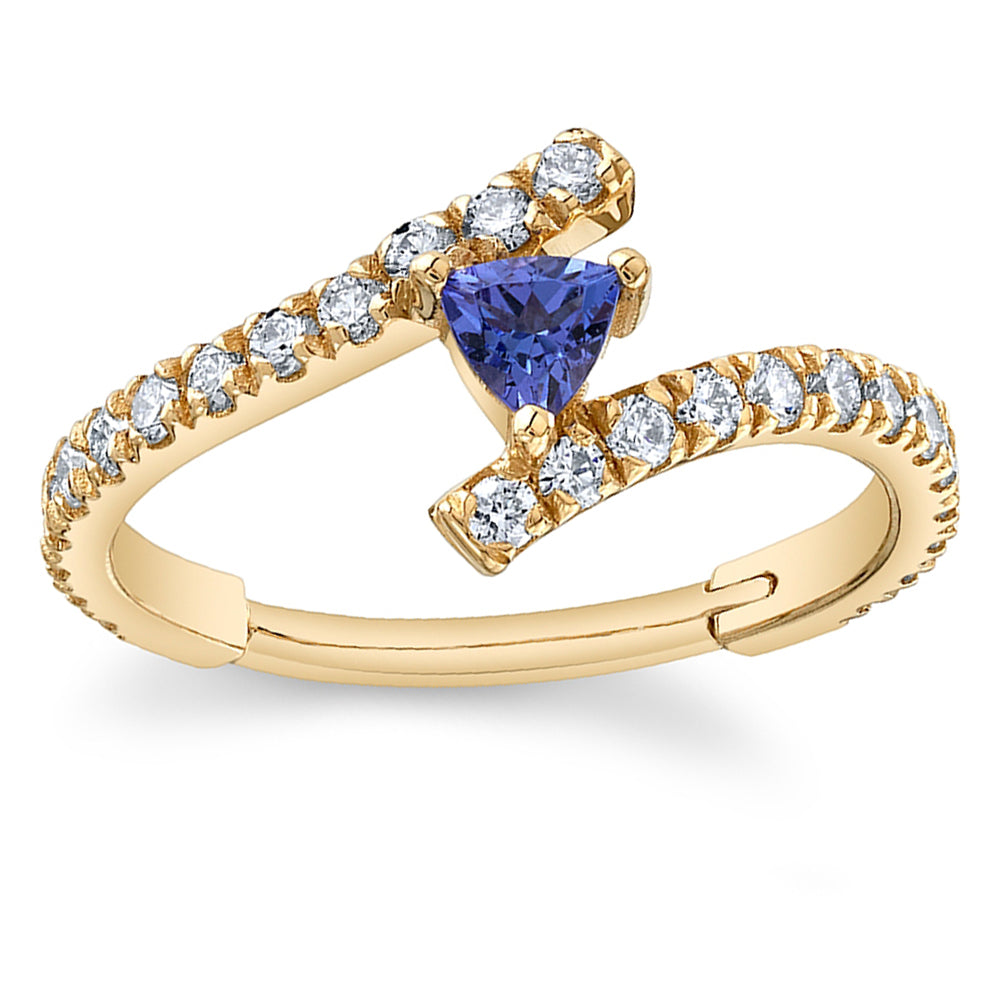 "Finesse Trillion" Hinge Ring in Gold with Tanzanite & Diamonds