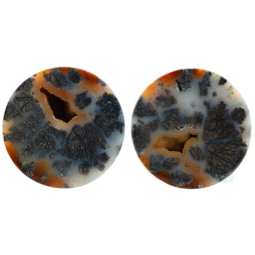 Stone Plugs - Marcasite in Agate