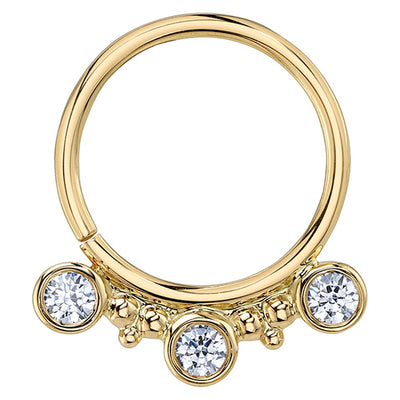 "Eden 3" Hinge Ring in Gold with White CZ's