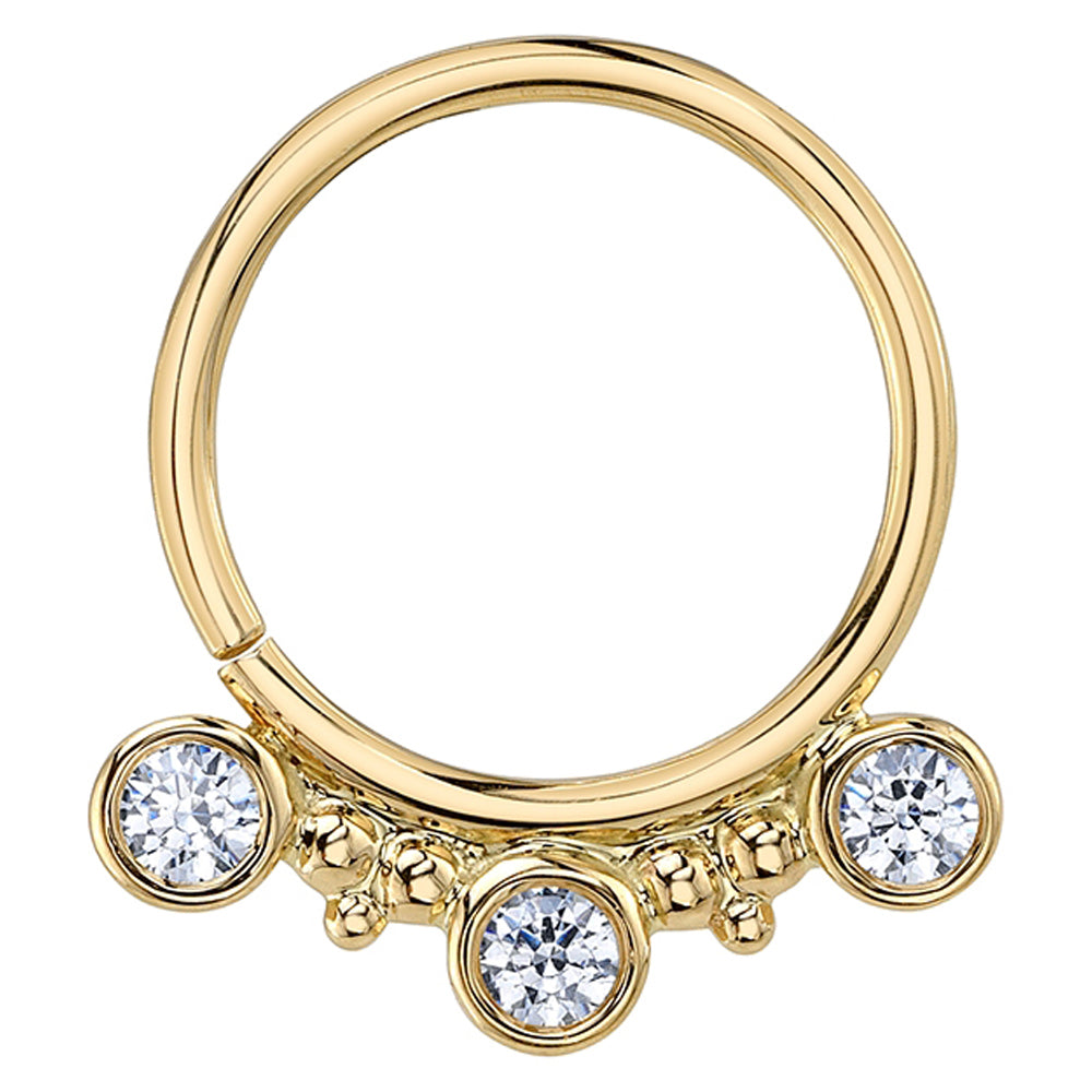 "Eden 3" Hinge Ring in Gold with White CZ's