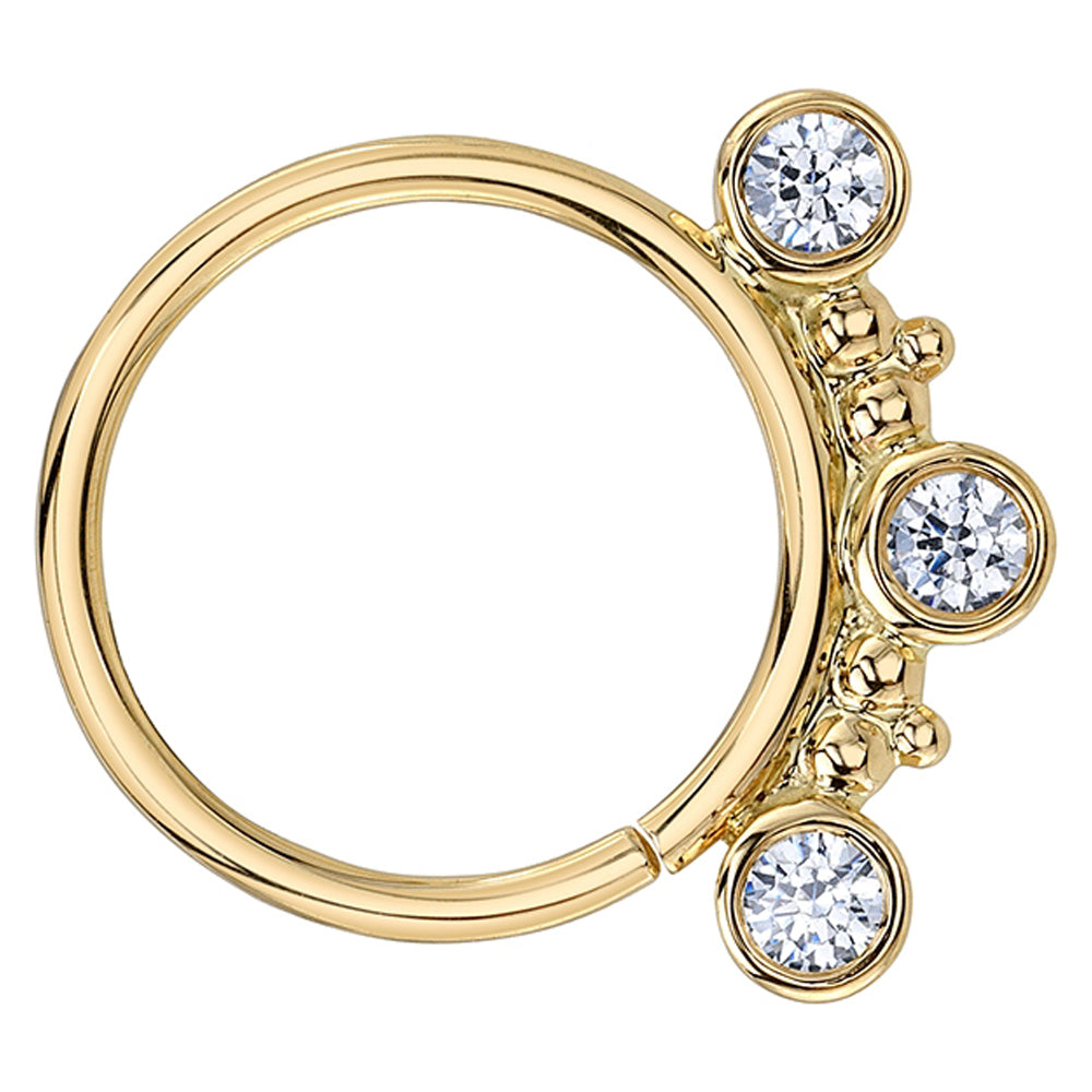 "Eden 3" Nostril Seam Ring in Gold & Platinum with DIAMONDS