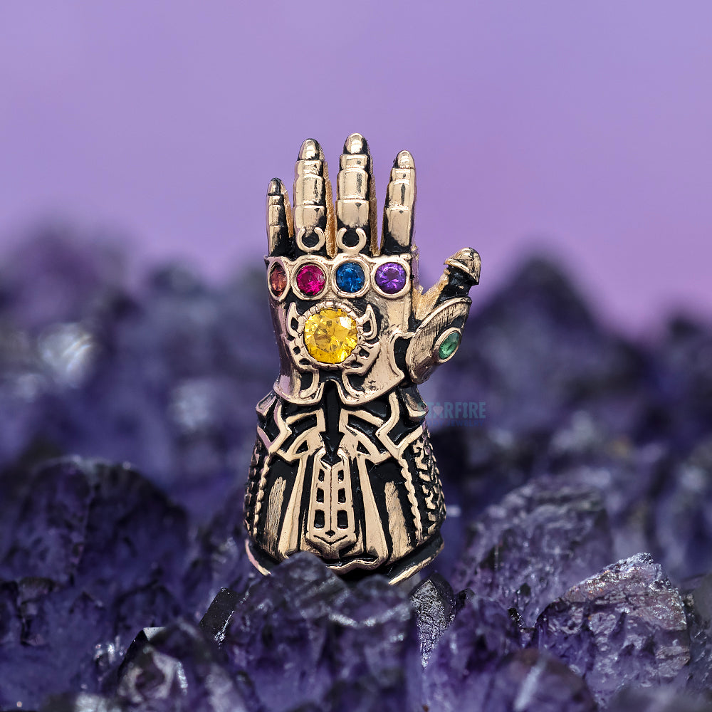 "Gauntlet" Threaded End in Gold & Platinum with Genuine Gemstones