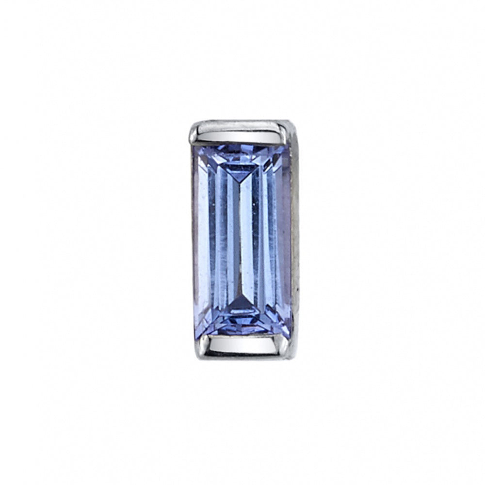 Baguette Bar Threaded End in Gold & Platinum with Tanzanite