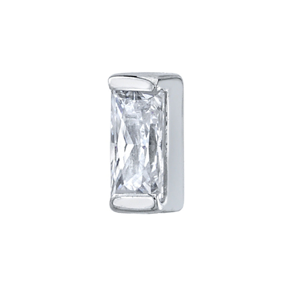 Baguette Bar Threaded End in Gold & Platinum with White CZ