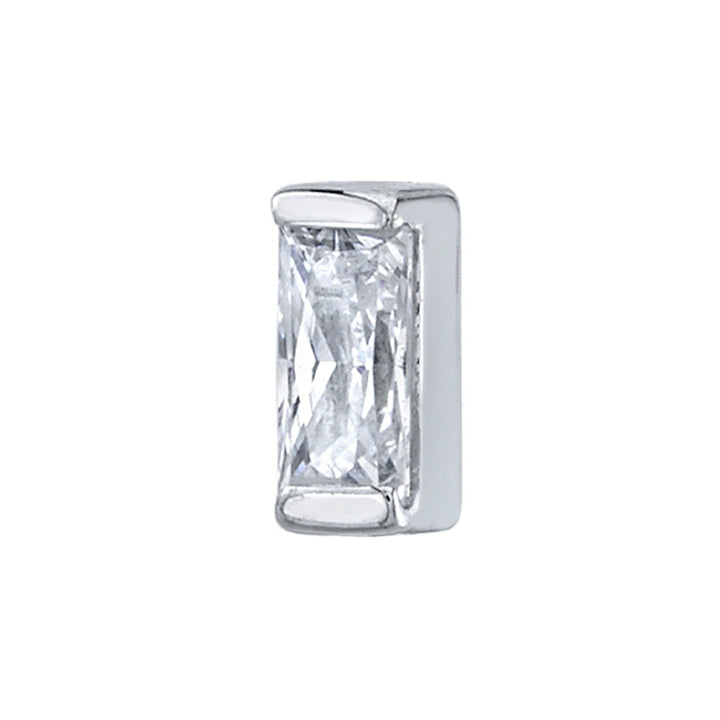 Baguette Bar Threaded End in Gold & Platinum with White CZ