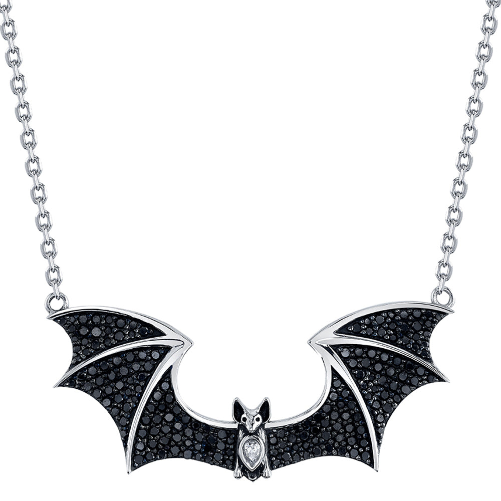 "Sid" Necklace in Gold with Black Diamond, White Diamond & Black Rhodium Accents