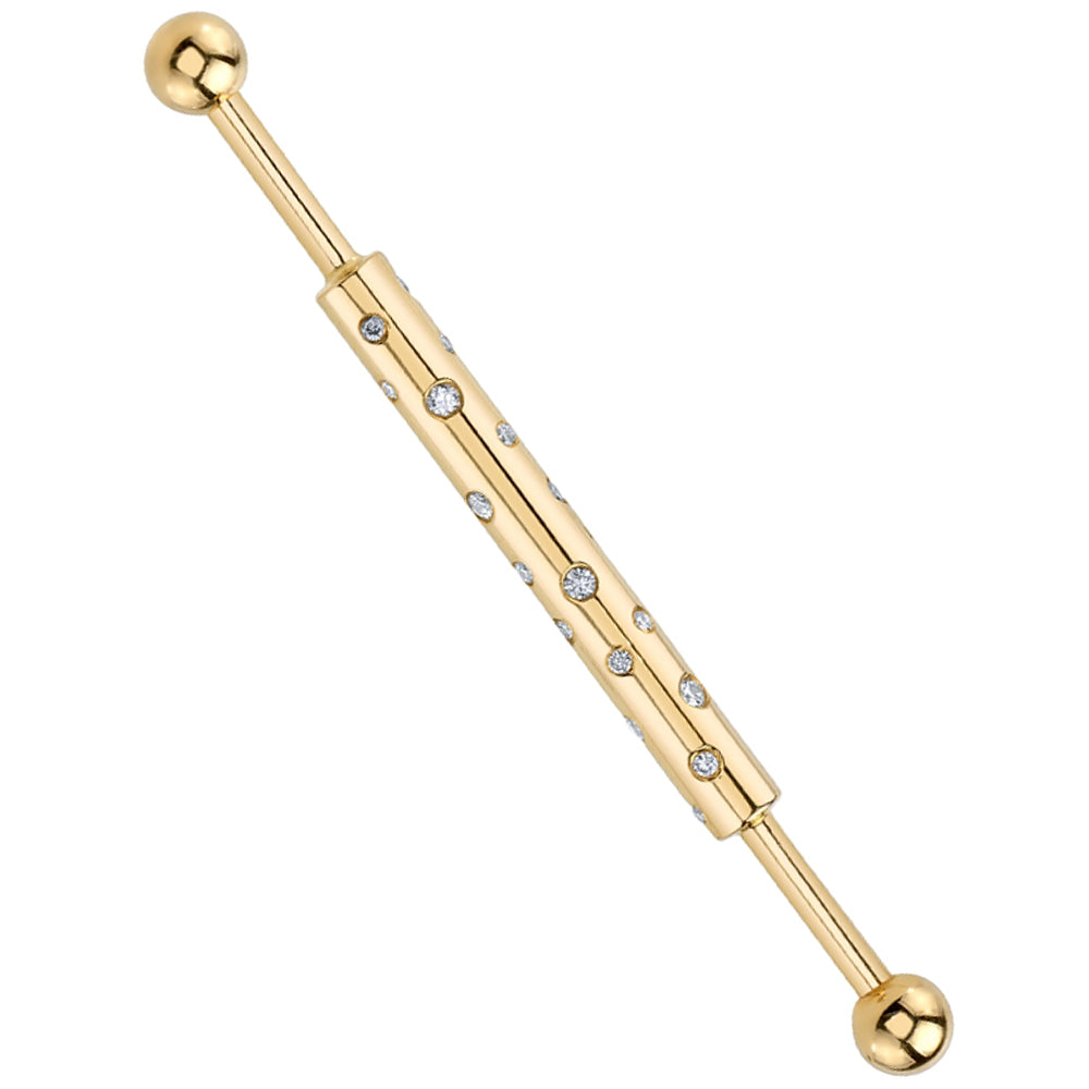 "Celestial" Industrial Barbell in Gold with DIAMONDS