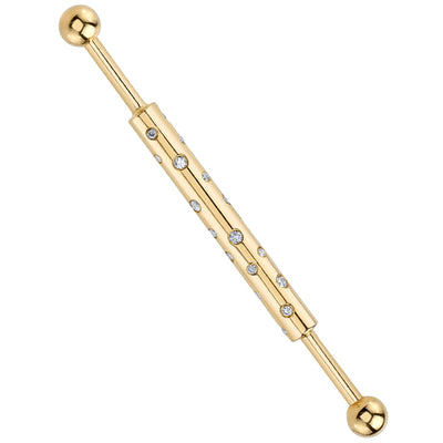 "Celestial" Industrial Barbell in Gold with DIAMONDS