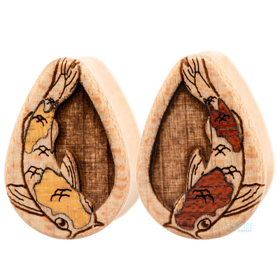 Koi Wood Teardrop Plugs