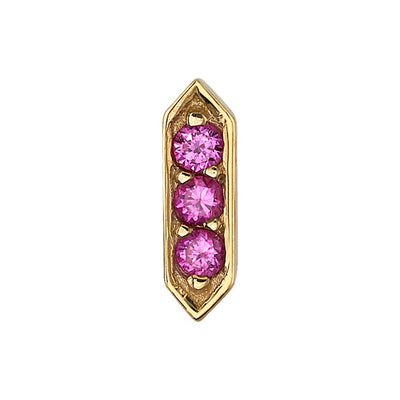 "Sillan" Threaded End in Gold with Hot Pink Sapphires