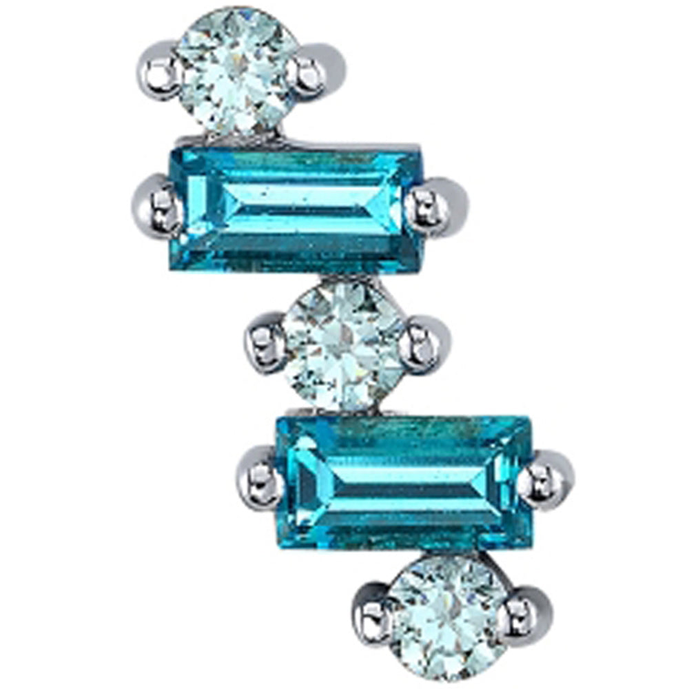 "Divina" Threaded End in Gold with Paraiba Topaz & Cyan CZ's