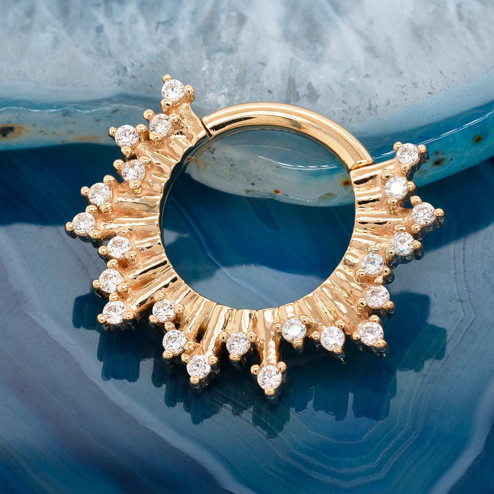"Frozen" Hinge Ring in Gold & Platinum with White CZ's