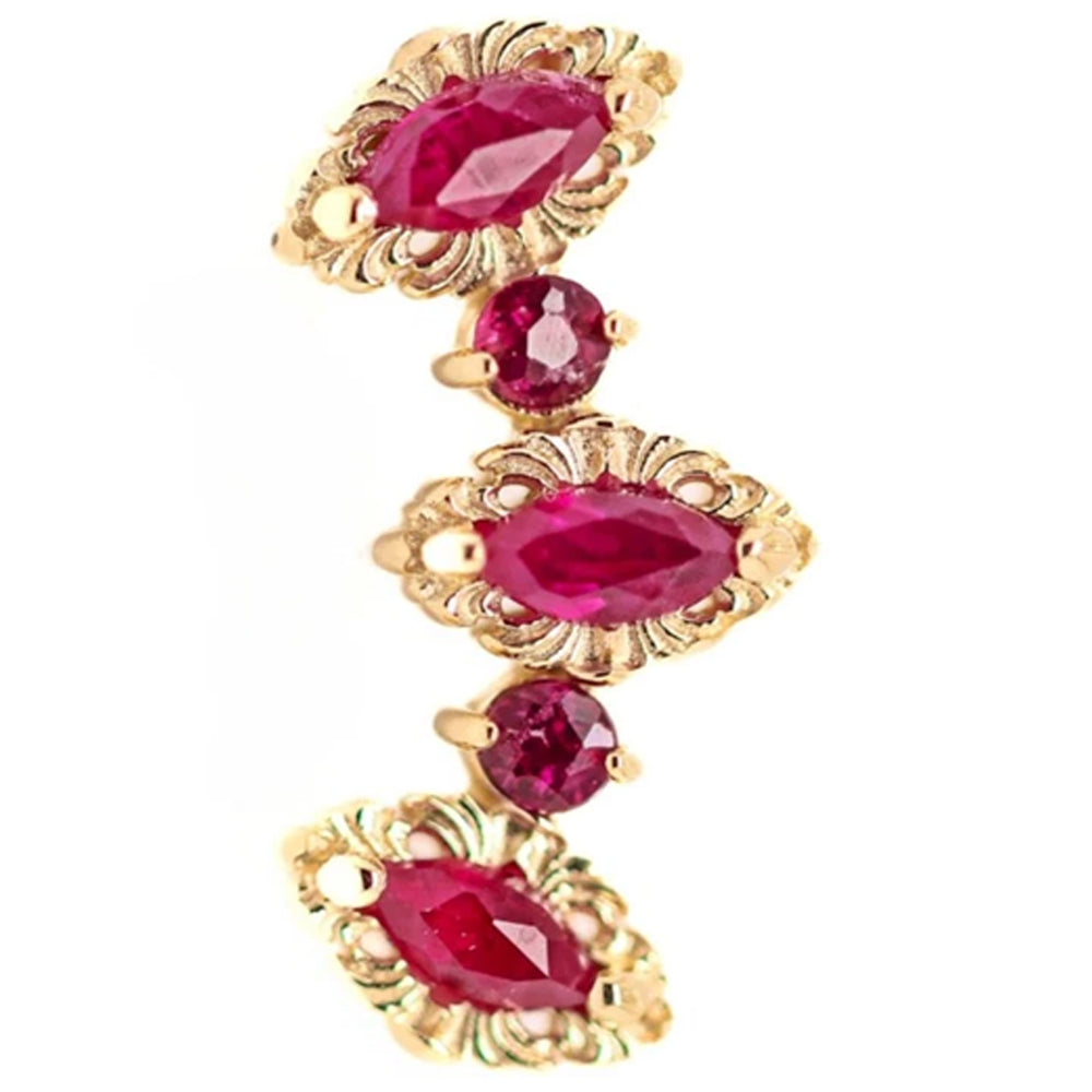 "Majesty" Threaded End in Gold with Rubies