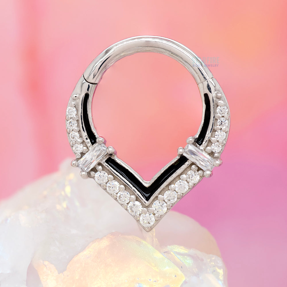 "Uprise" Hinge Ring / Clicker in Gold with CZ's