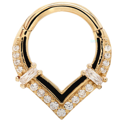 "Uprise" Hinge Ring / Clicker in Gold with CZ's