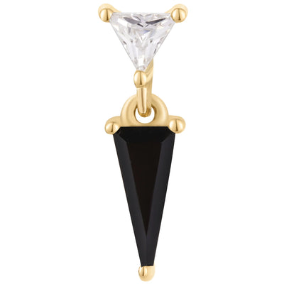 threadless: "Daring" End with Dangle in Gold with Black Spinel & CZ