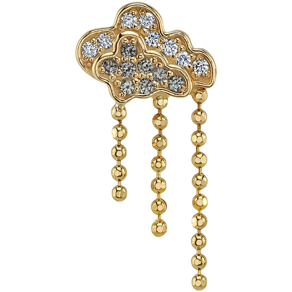 "Ahma Cloud" Threaded End in Gold with White CZ & Grey CZ's