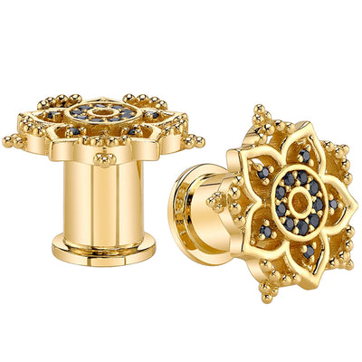 "Trinity" Earlets in Gold with Black Diamonds