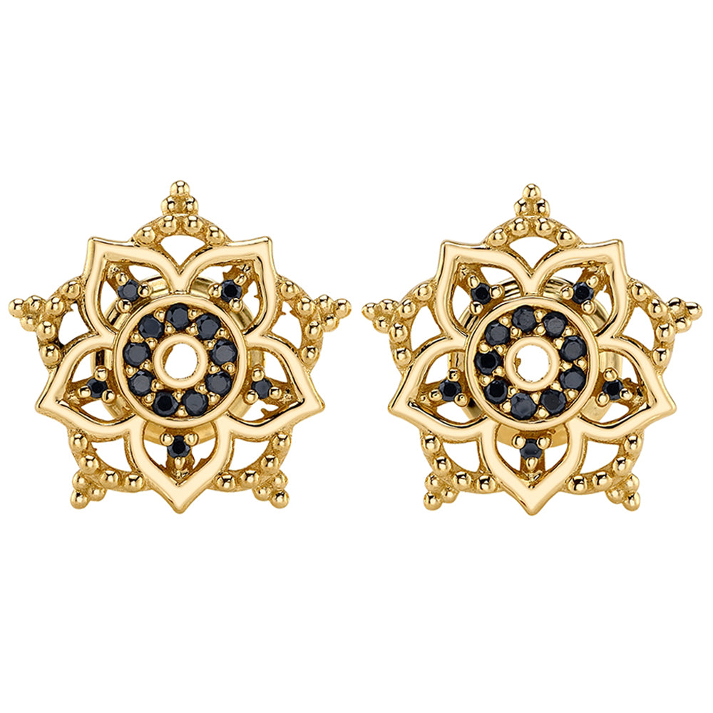 "Trinity" Earlets in Gold with Black Diamonds