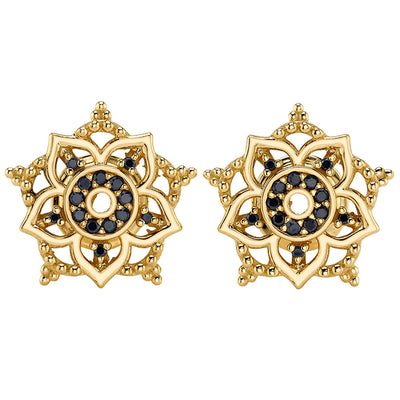 "Trinity" Earlets in Gold with Black Diamonds
