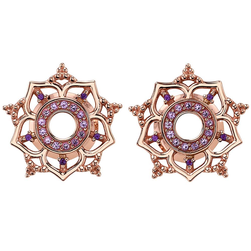 "Trinity" Earlets in Gold with Amethyst & Light Amethyst