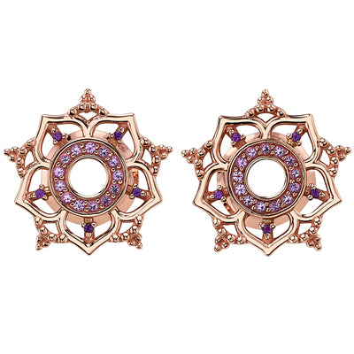 "Trinity" Earlets in Gold with Amethyst & Light Amethyst