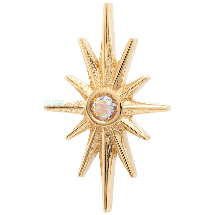 "North Star" Threaded End in Gold & Platinum with Mercury Mist Topaz
