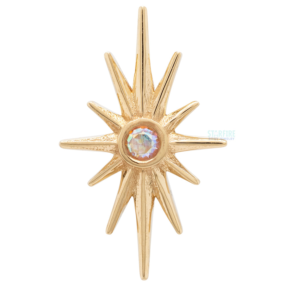 "North Star" Threaded End in Gold & Platinum with Mercury Mist Topaz