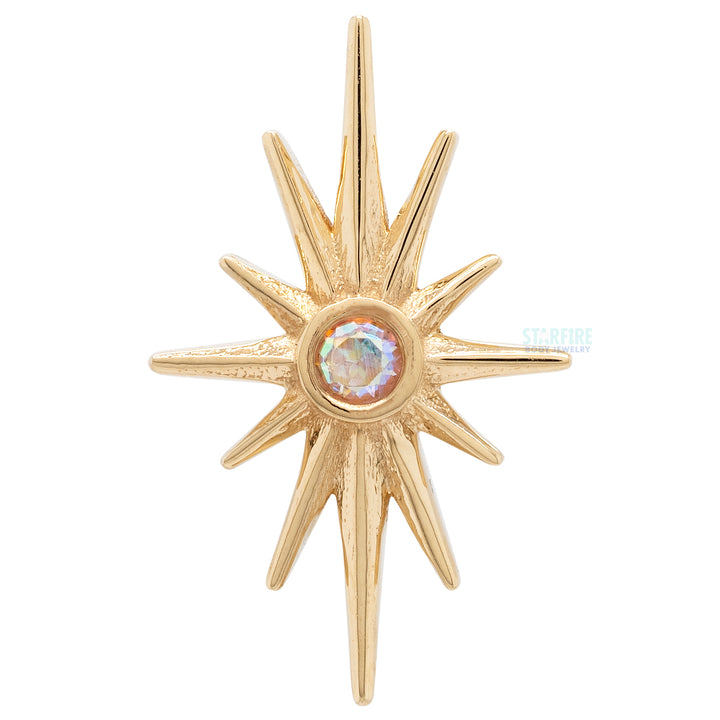 "North Star" Threaded End in Gold & Platinum with Mercury Mist Topaz
