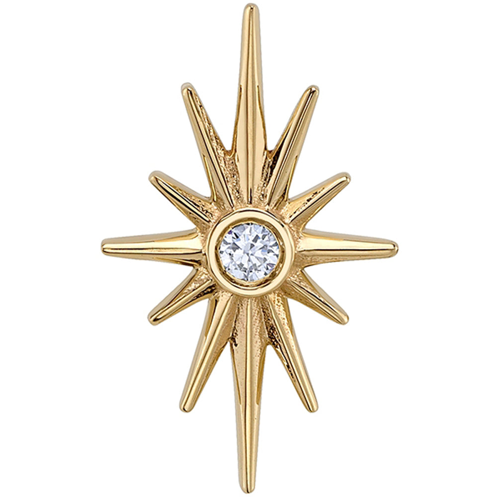 "North Star" Threaded End in Gold & Platinum with White CZ