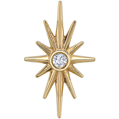 "North Star" Threaded End in Gold & Platinum with White CZ