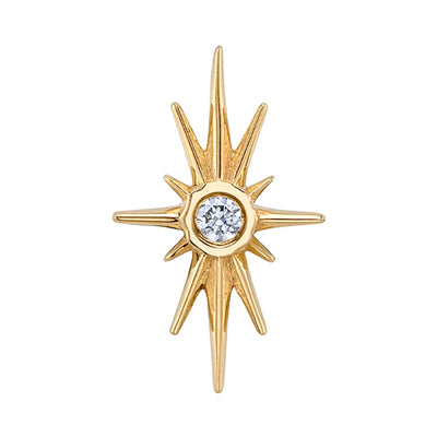 "North Star" Threaded End in Gold & Platinum with White CZ